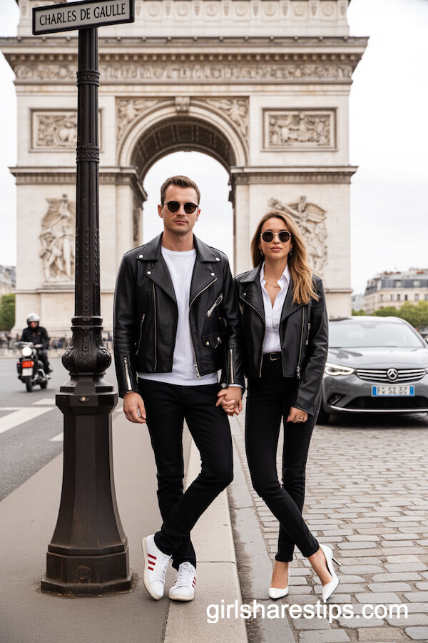Black Leather Jackets With White Trim Style