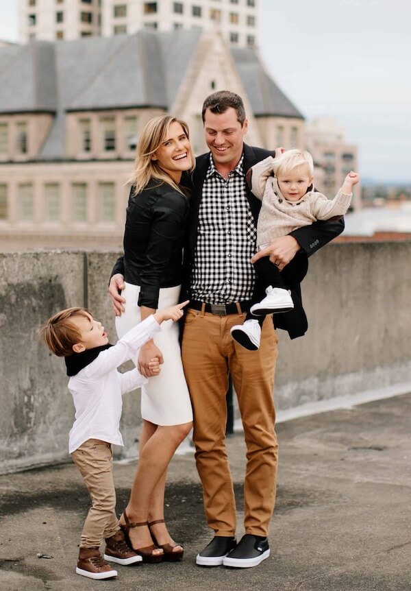 Urban Chic Black, White, and Tan Family Outfits