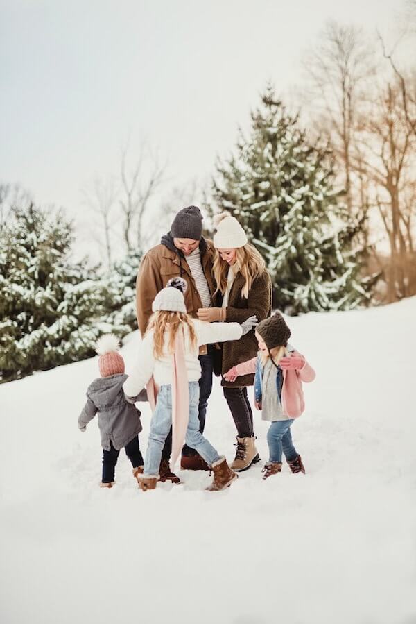 Colorful Hats and Winter Layers Family Outfits