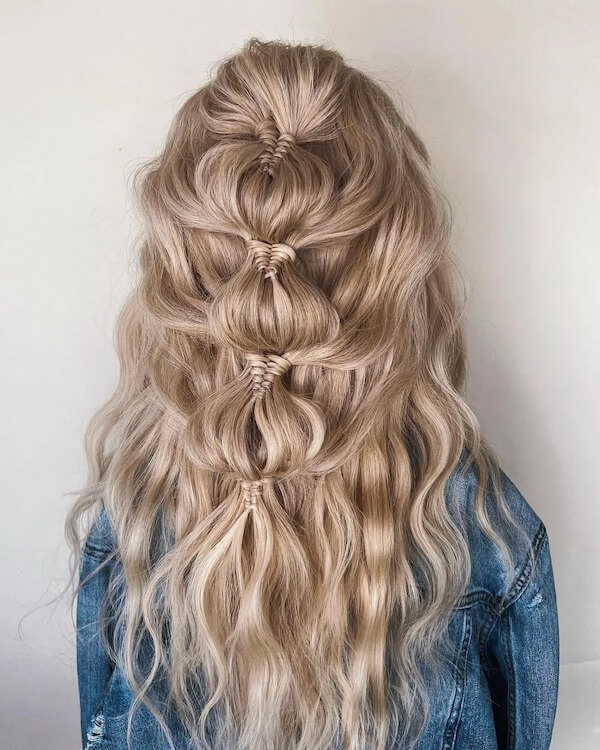 Boho Bubble Braid Half-Up