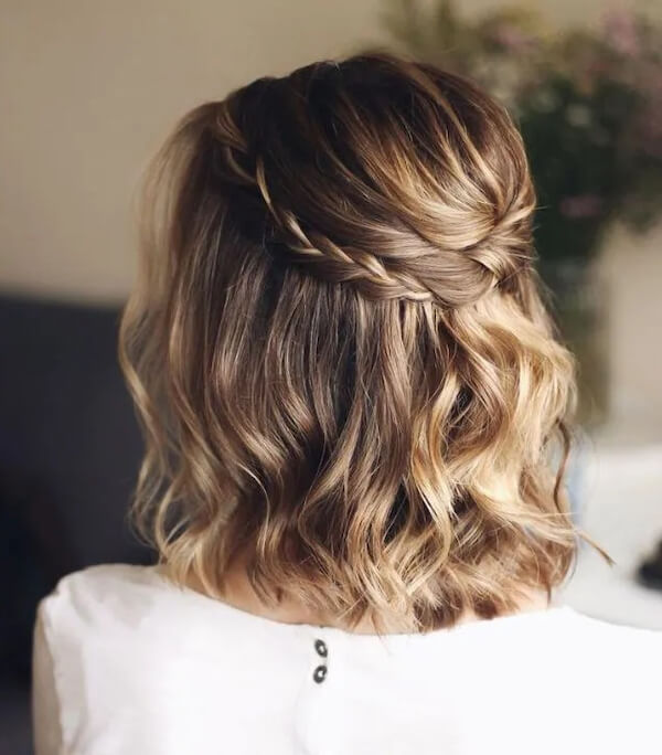 Twisted Half Updo for Short Hair
