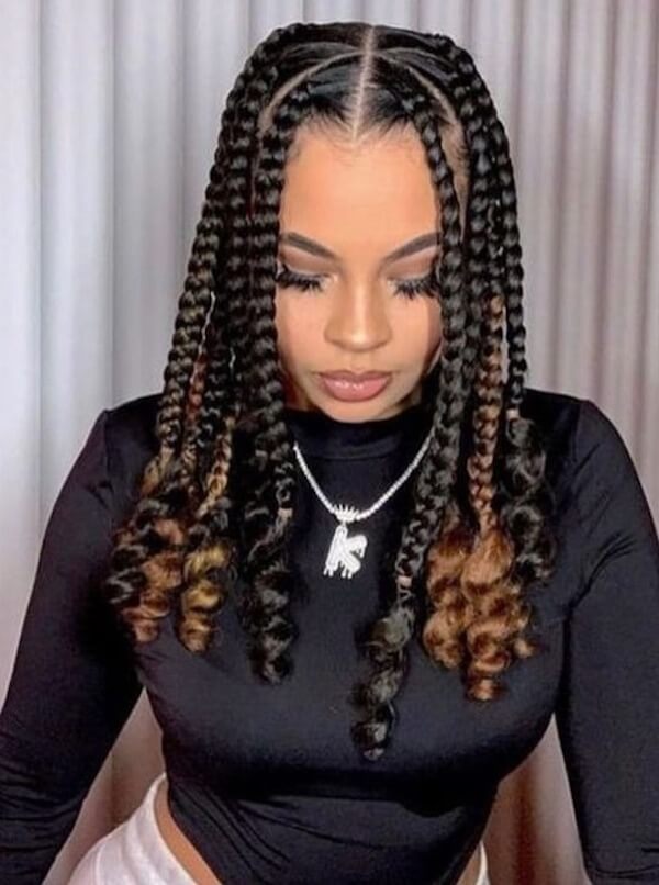 Knotless Braids with Curls
