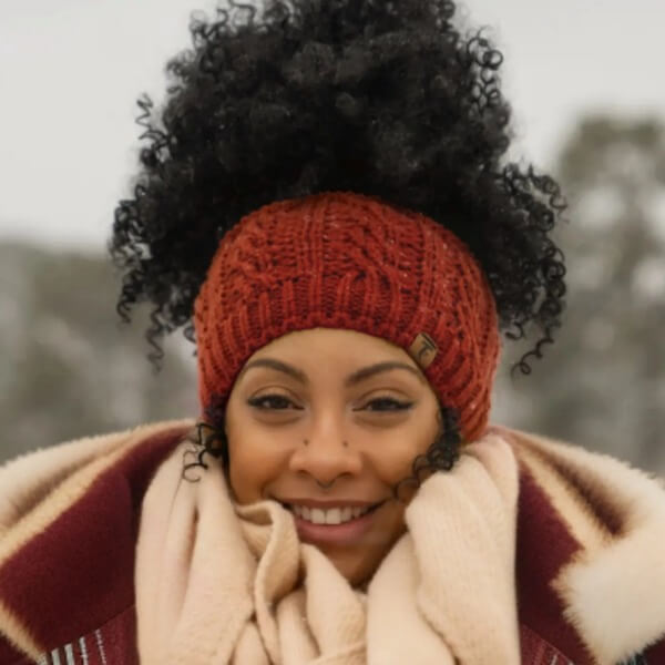 Curly Puff with Knitted Headband