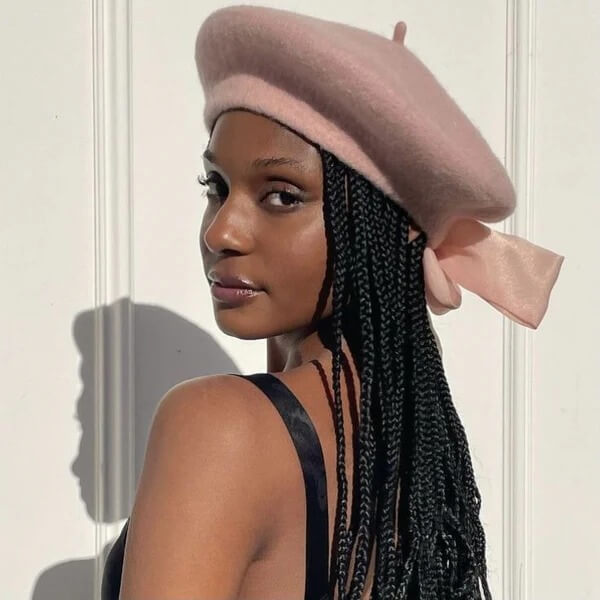 Box Braids with Beret