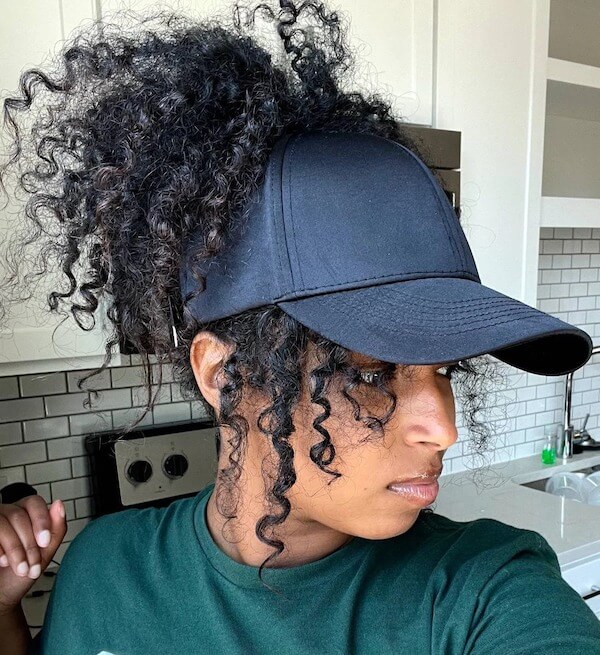 Curly High Ponytail With a Cap