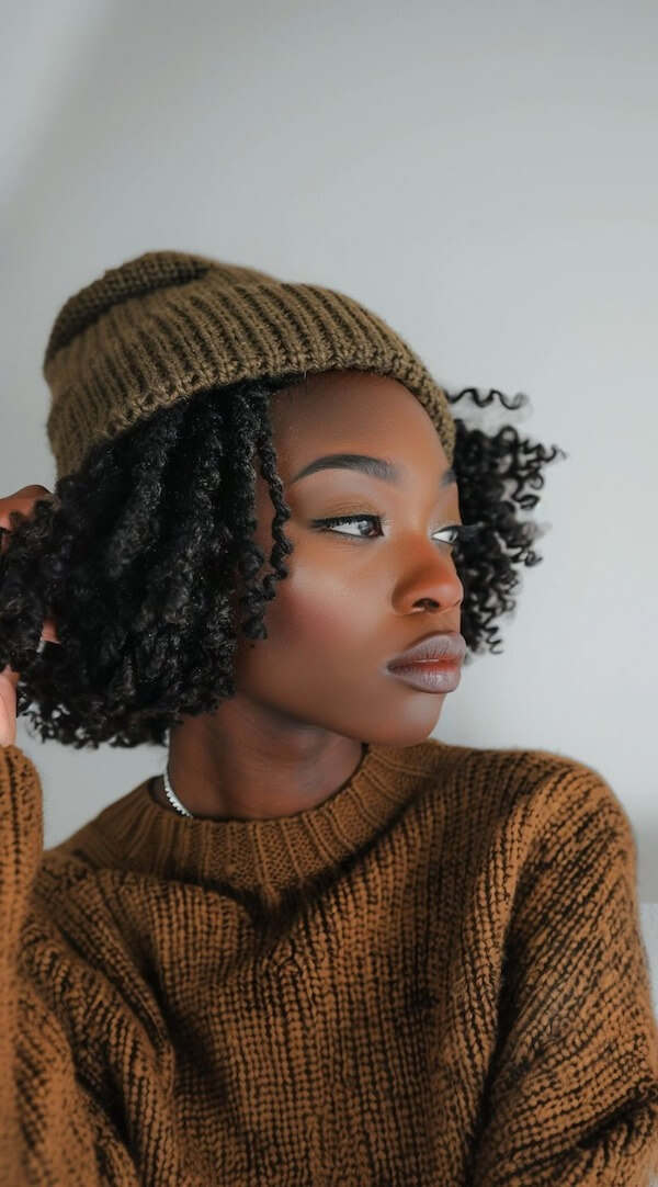 Chunky Twists With a Knit Hat