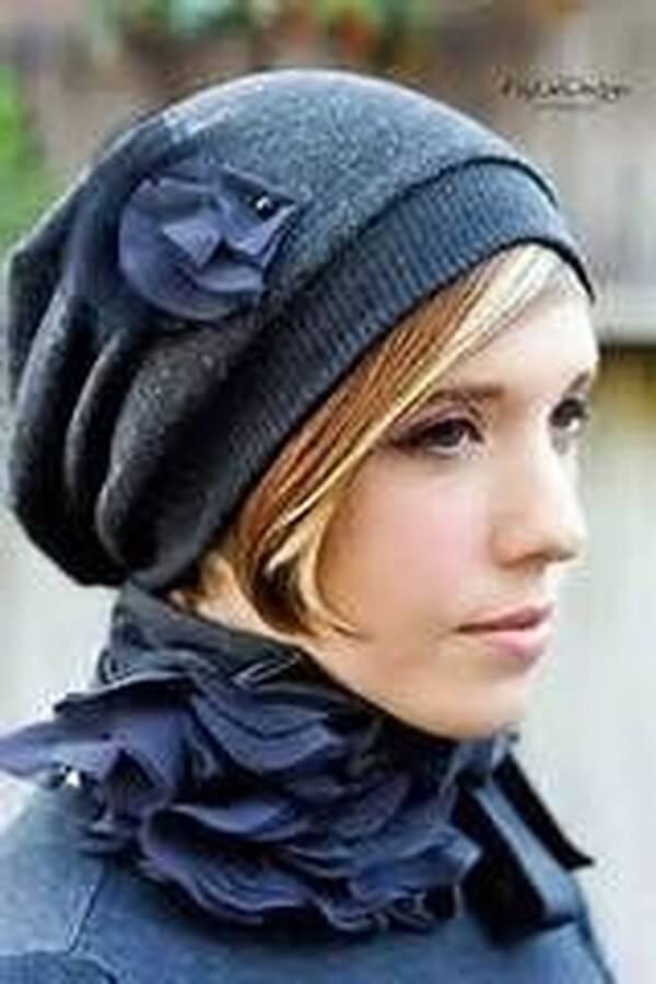 Side-Swept Bangs with Beret