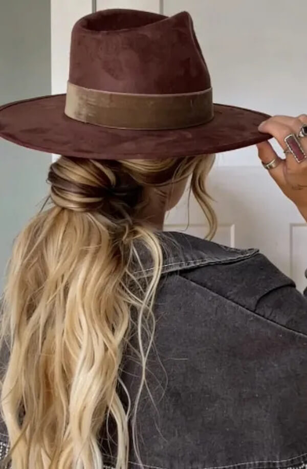 Low Ponytail with Fedora Hat