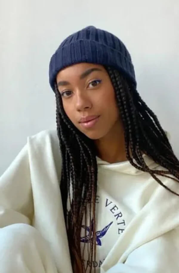 Box Braids with Knit Beanie
