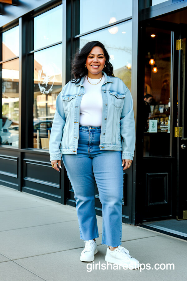 Denim Jacket with White Tee and Jeans