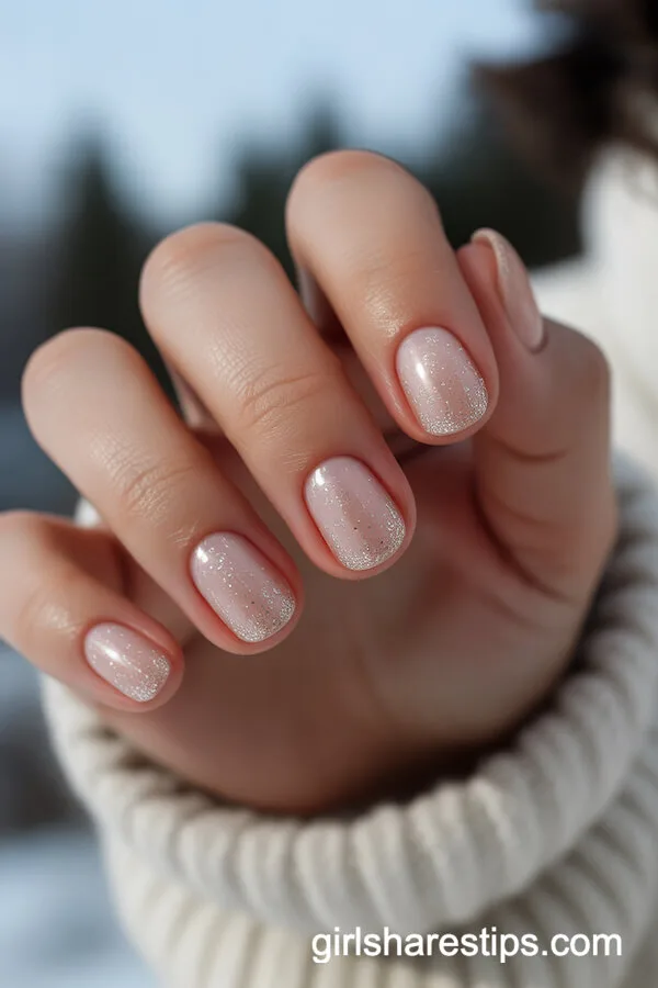 Modern Matte Nude Nails with White and Gold Geometry