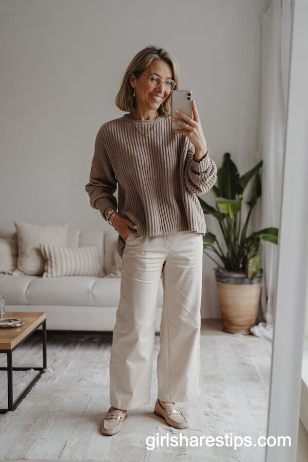 Oversized Sweater with Wide-Leg Trousers
