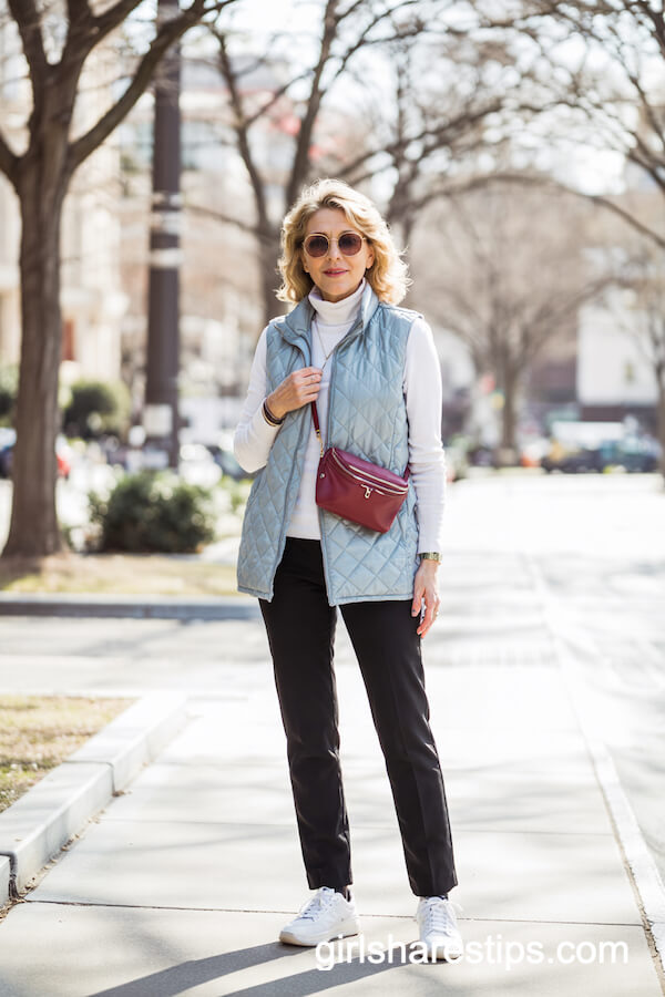 Light Blue Vest with Fitted Trousers