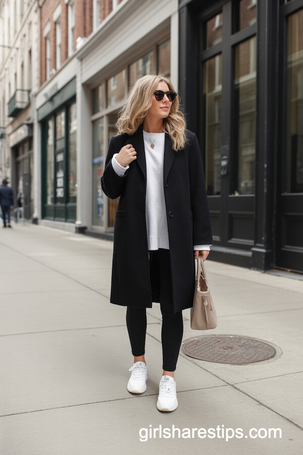 Black Wool Coat and Sweater Duo