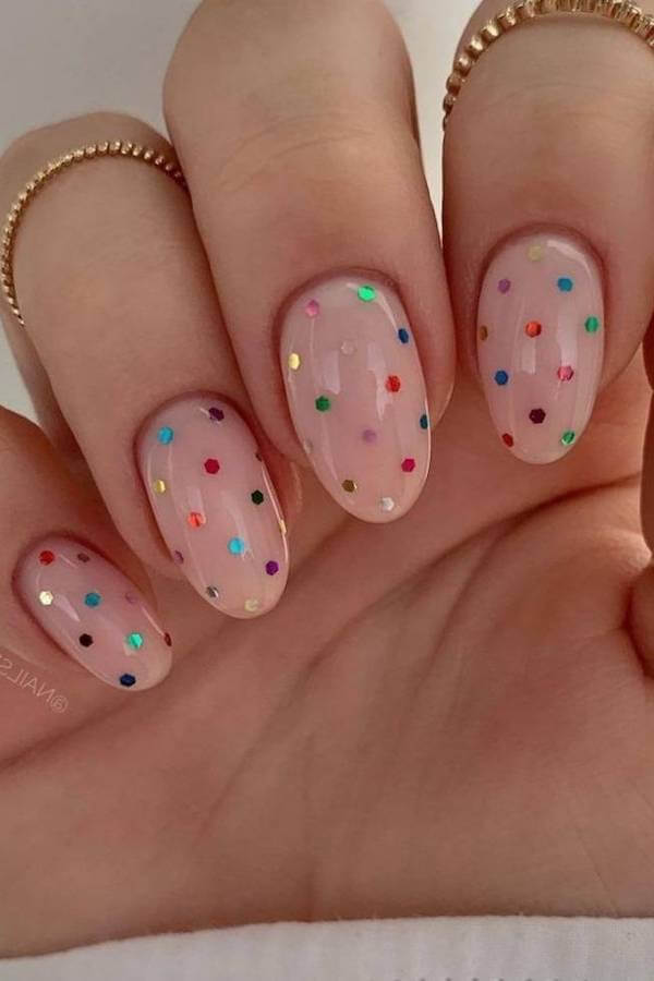 Colorful Confetti Polka Dot Nails
