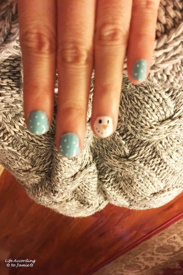 Snowman and Polka Dot Accent Nails