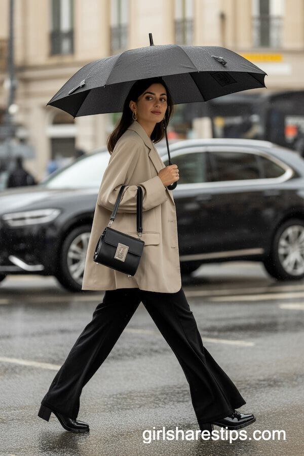 Oversized Blazer And Black Wide Leg Trousers