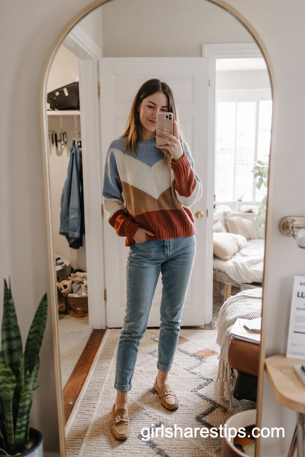Color Block Sweater and Skinny Jeans