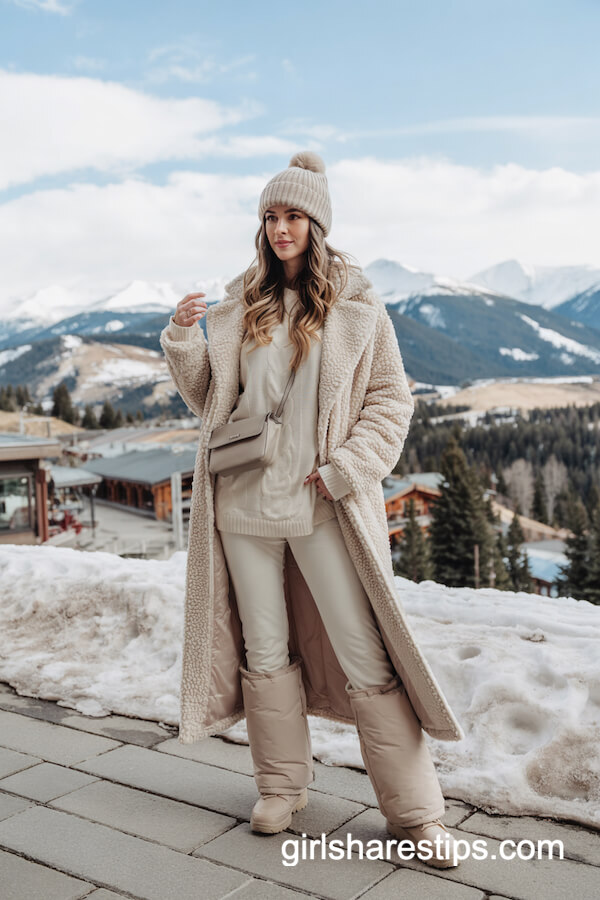 Cream Teddy Coat and Knitwear Set