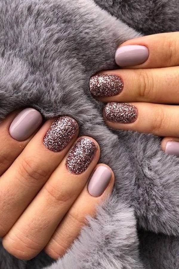 Mauve Rose Gold Winter Nails