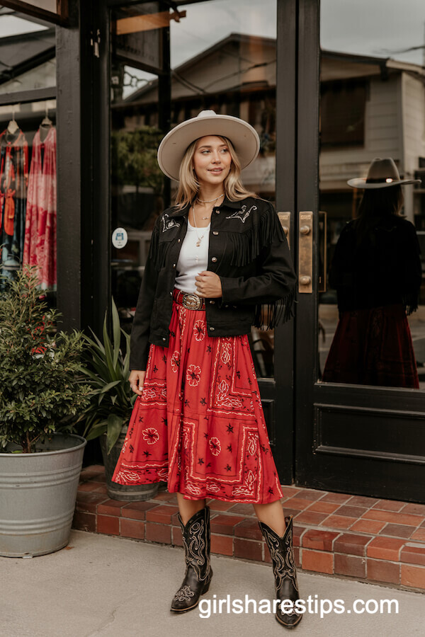 Bandana Skirt & Rodeo Boots