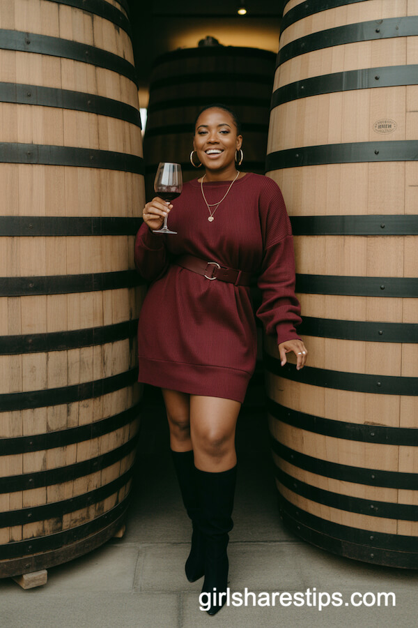 Burgundy Sweater Dress Elegance