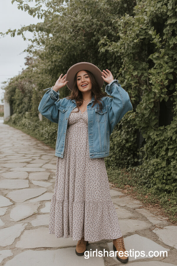 Floral Maxi Dress with Denim Jacket Vibes