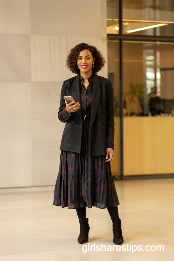 Floral Midi Dress & Blazer Style