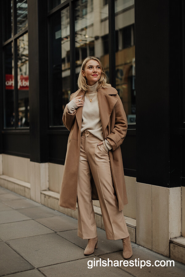 Camel Coat & Cream Ensemble