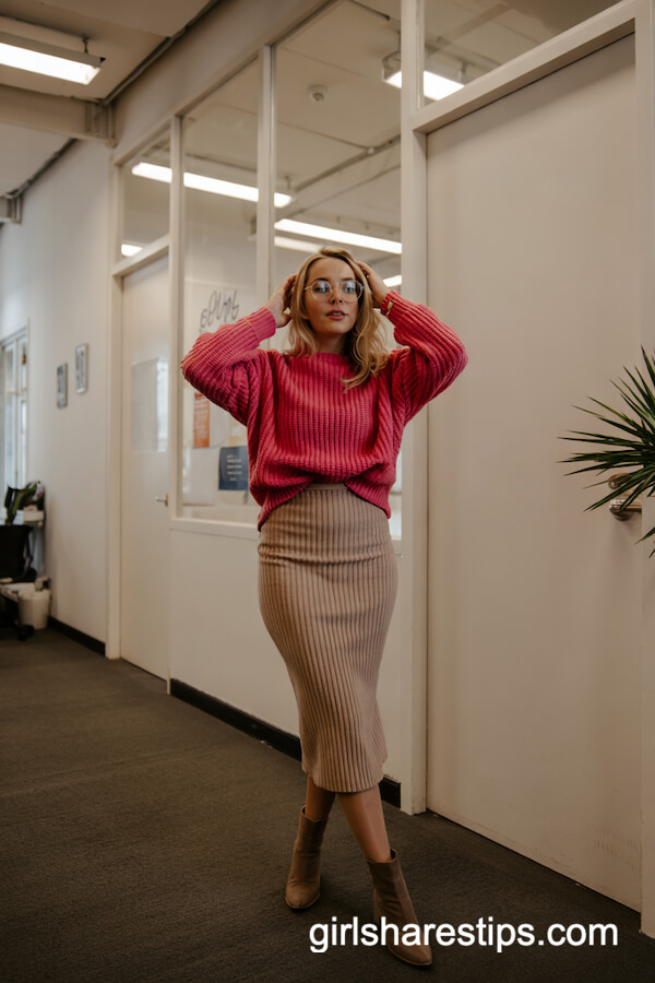 Bold Sweater and Pencil Skirt
