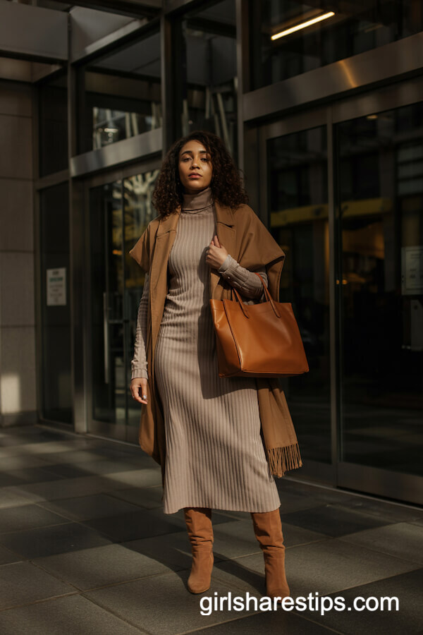 Knit Midi Dress Layered Style