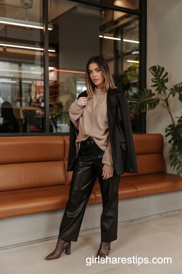 Leather Pants with Cashmere Chic