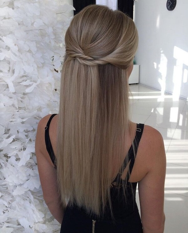 Twisted Half Updo on Straight Hair