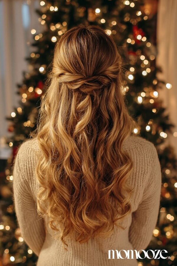 Romantic Curly Half Updo