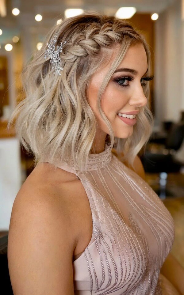Braided Crown Bob with Hair Accessory