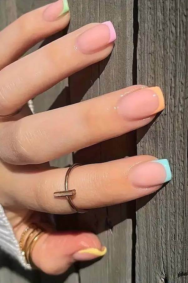 Pastel Rainbow French Tips
