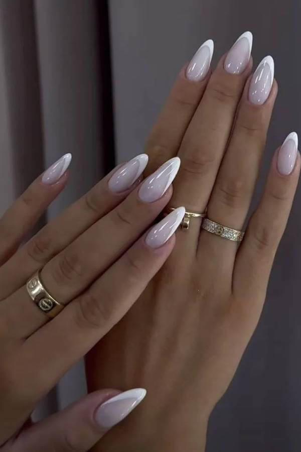 Almond Shaped Classic French Tips