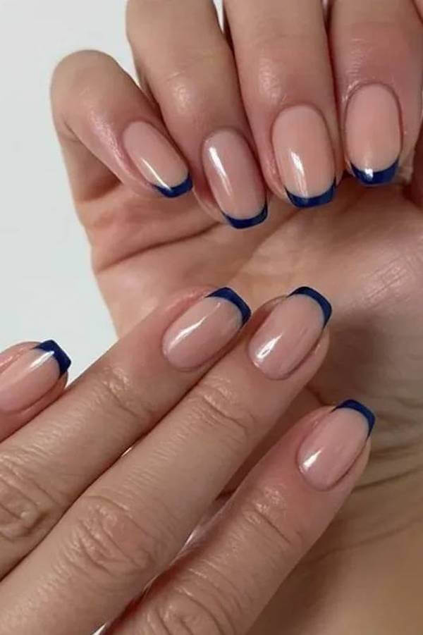 Navy Blue French Tip Nails
