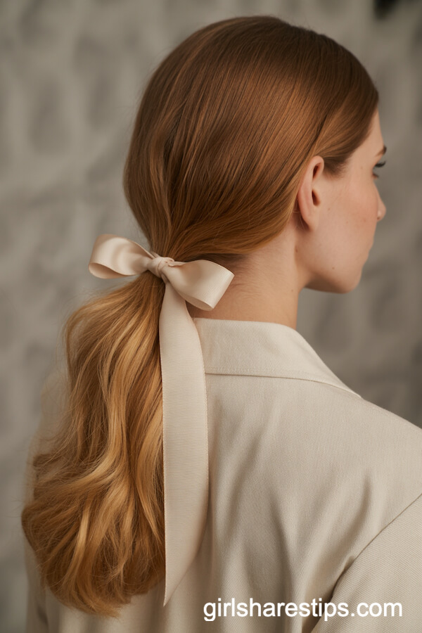 Side Ponytail with Ribbon