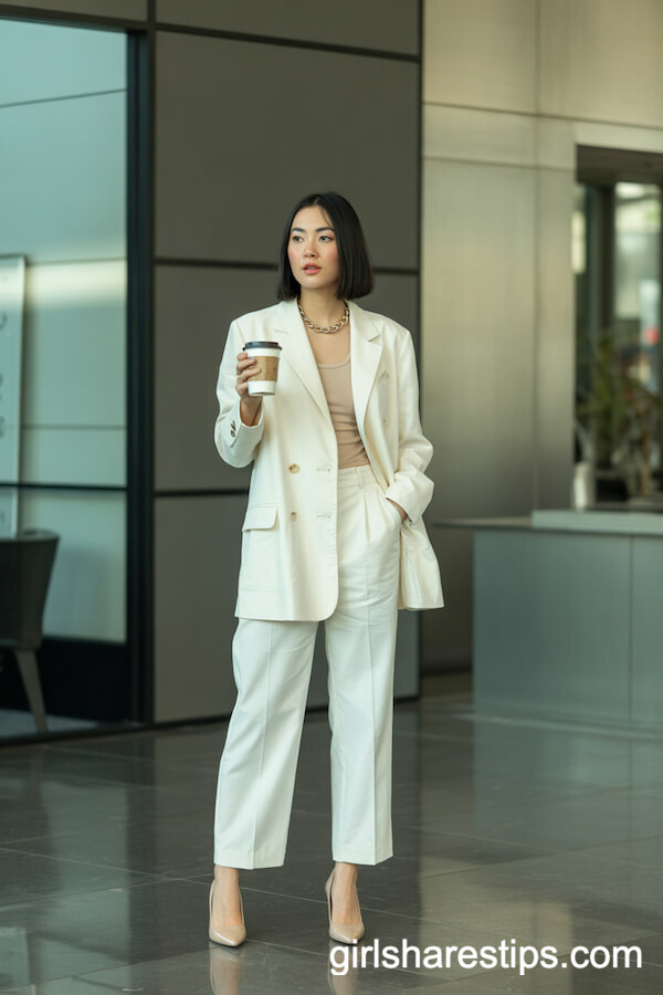 All-White Monochrome Pantsuit