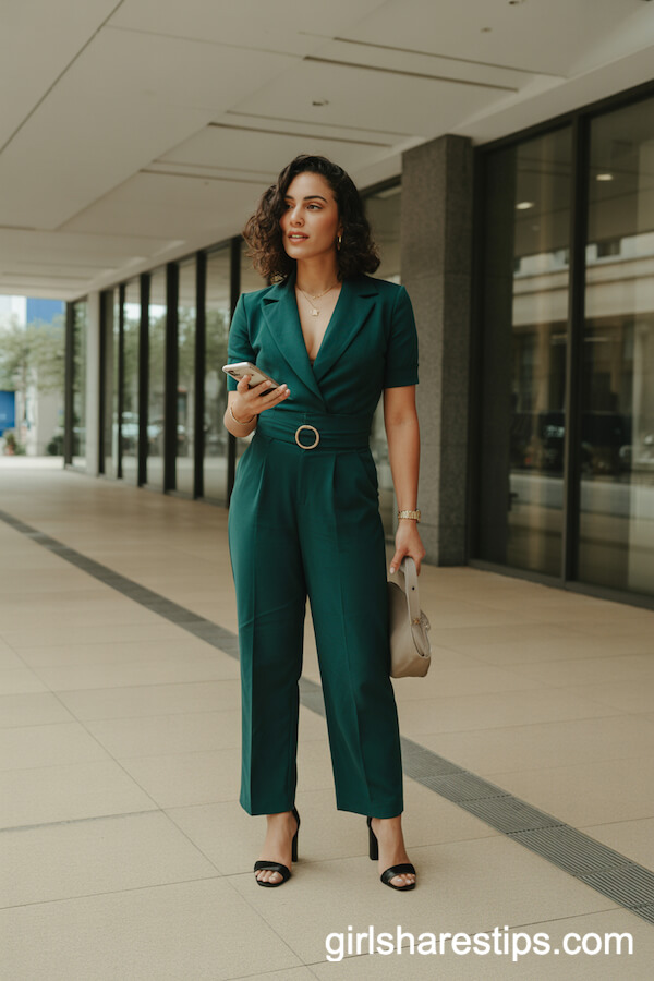 Tailored Deep Green Jumpsuit