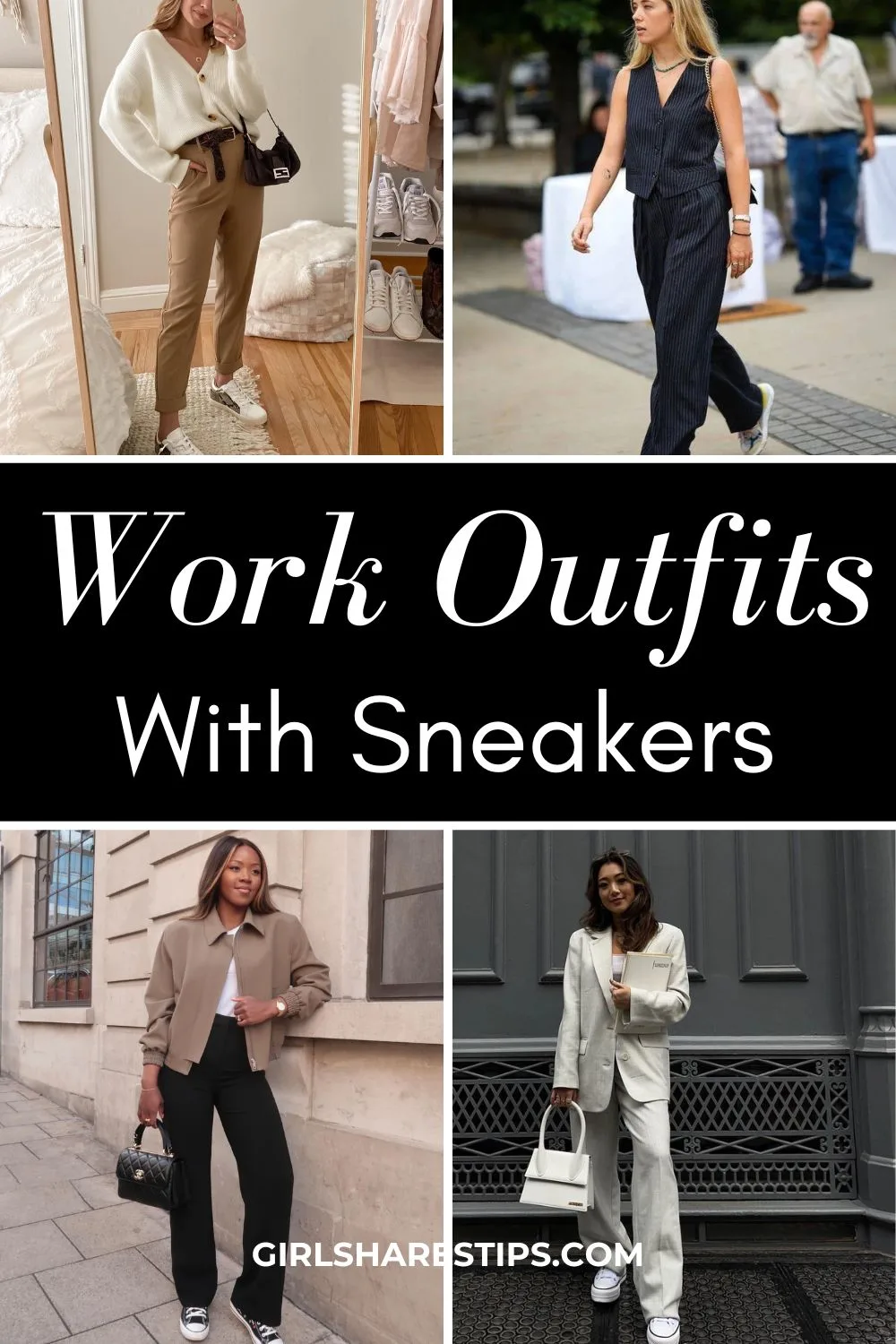 work outfits with sneakers collage