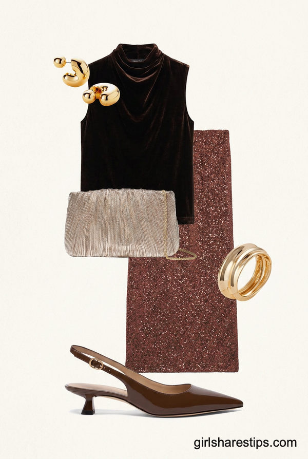 Rich Velvet and Bronzed Sequins