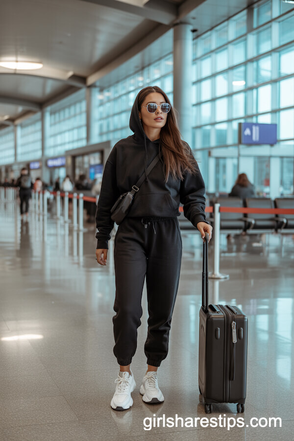 Black Hoodie, Joggers, White Sneakers