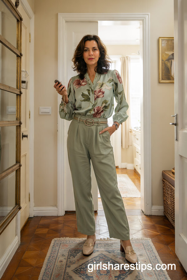 Paperbag Pants and Floral Blouse