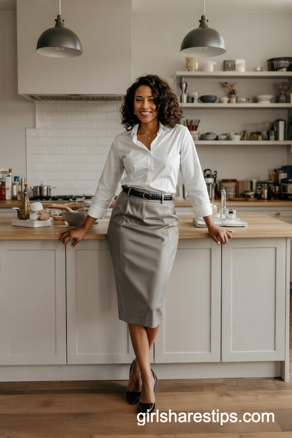Pencil Skirt and White Button-Down