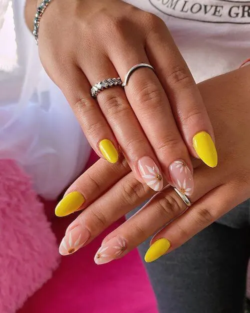 Yellow Flower Spring Nails