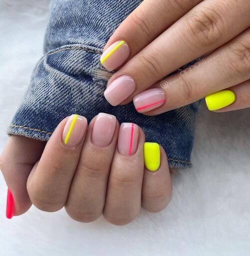 Spring Yellow Abstract Nails
