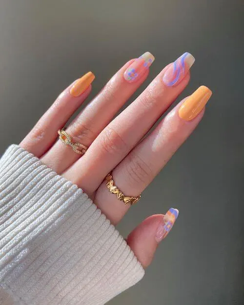 Yellow and Blue Spring Nails