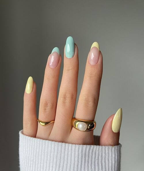 Yellow and Blue Spring Nails